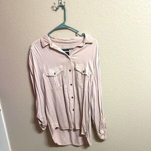 American Eagle Outfitters Pink Long Sleeve Button Down Shirt